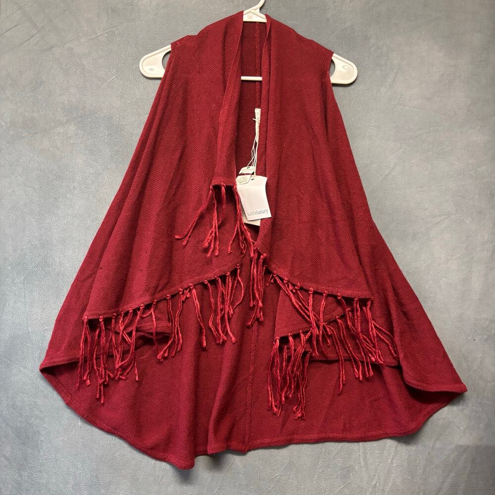 Subtle Luxury Cashmere Drapey Shawl Cardigan Fringe Knit Womens Small Read Below